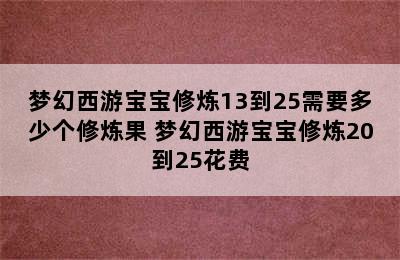 梦幻西游宝宝修炼13到25需要多少个修炼果 梦幻西游宝宝修炼20到25花费